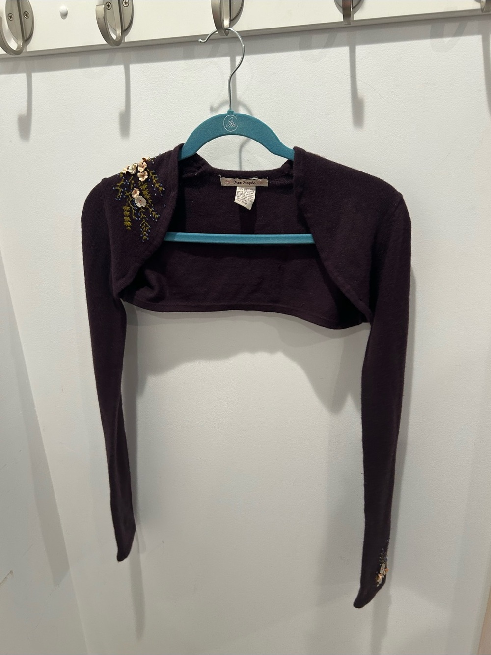 Vintage Free People Embroidered Bolero Sweater Size Small